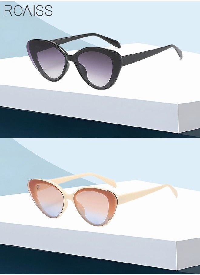 roaiss - 2 Pack Women's Cat Eye Sunglasses UV400 Protection Sun Glasses Fashion Eyewear for Ladies Party Street Photography 65mm - Image 1