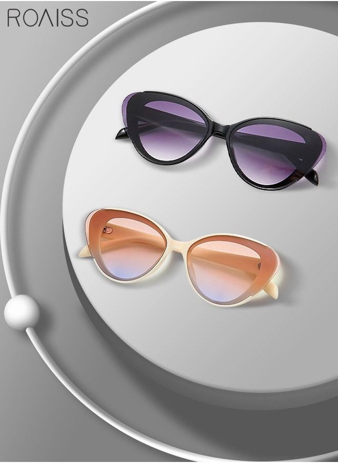 roaiss - 2 Pack Women's Cat Eye Sunglasses UV400 Protection Sun Glasses Fashion Eyewear for Ladies Party Street Photography 65mm - Image 1