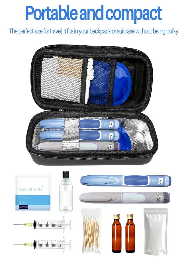 SLIPEXSAFE Insulin Cooler Travel Case with Temperature Display, Diabetes Travel Case with 2 Reusable Ice Packs for Diabetes Care,Insulin Pen and Other Diabetic Supplies (Black) - Image 4