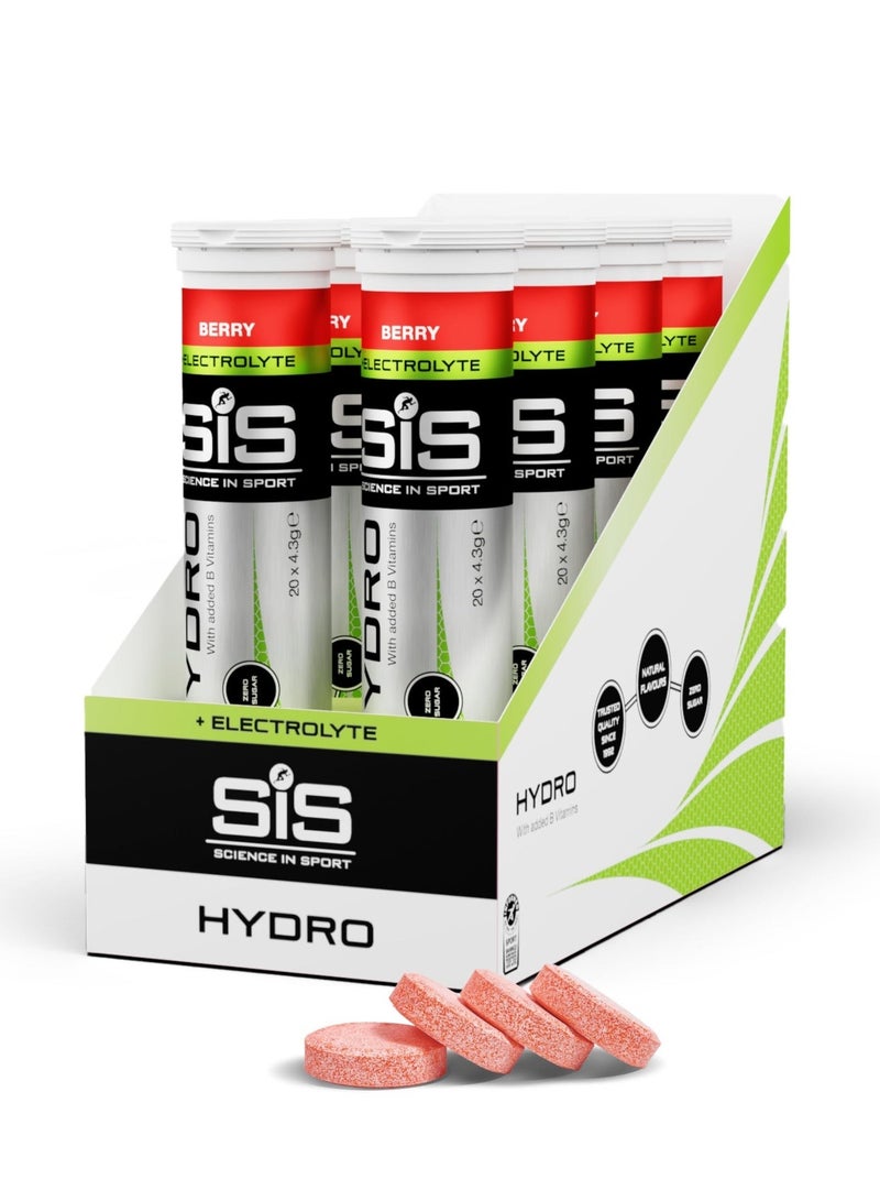 SIS Hydro Electrolyte Tablets | Sugar Free Hydration Tablets | Essential Electrolytes to Reduce Fatigue & Aid Rehydration | Gluten Free | Berry Flavour | 160 Servings | 8 Pack - Image 1