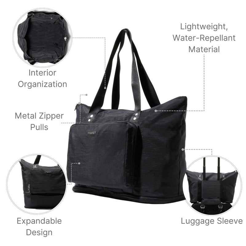 Baggallini Women's Carryall Expandable Packable Tote, Black - Image 4