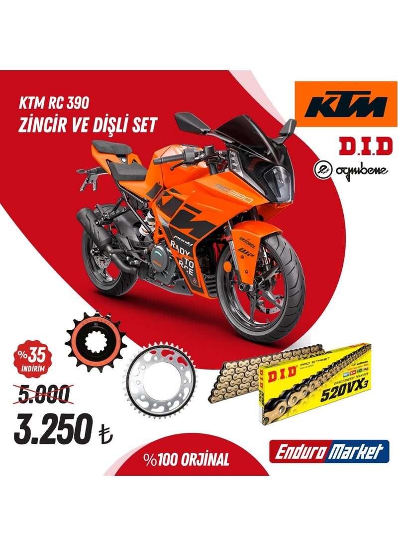 DID - Ktm Rc 390 14-23 Dıd Vx3 Gold Chain Sprocket Set - Image 1