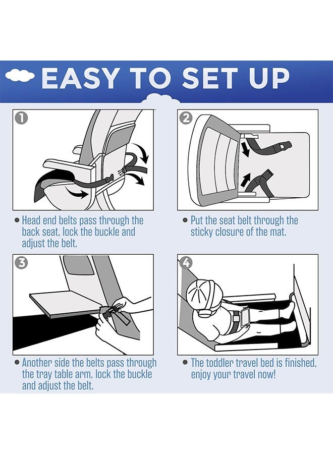 meayul Toddler Travel Bed, Airplane Travel Essentials Kids, Portable Toddler Bed, Baby Airplane Travel Cot Accessories, Airplane Must Haves for Toddlers, Airplane Seat Extender Mat with Storage Pocket Fits - Image 5