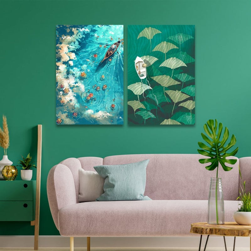 ماركتنا لوحة قماشية ثنائية بتصميم طبيعة - Image 1