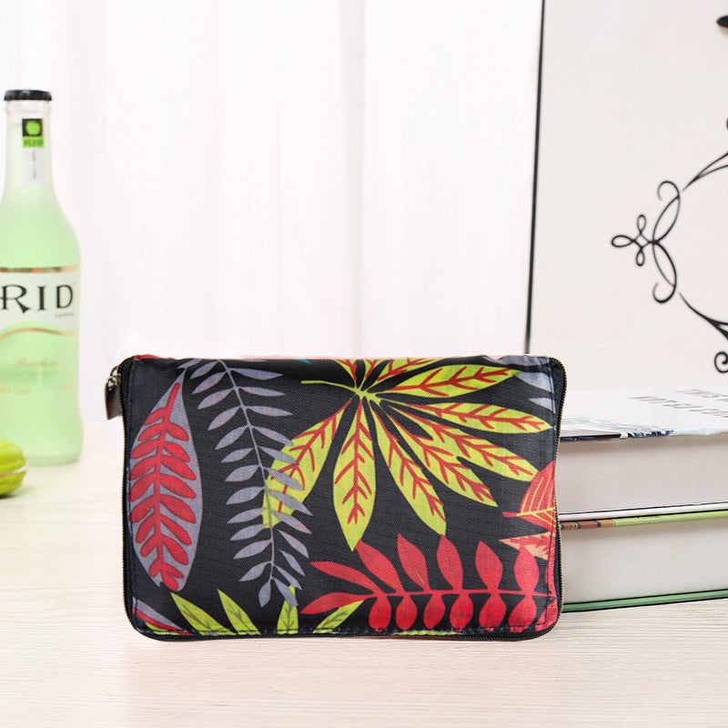 Korean Style Wallet Folding Shopping Bag Black Big Maple Leaf 