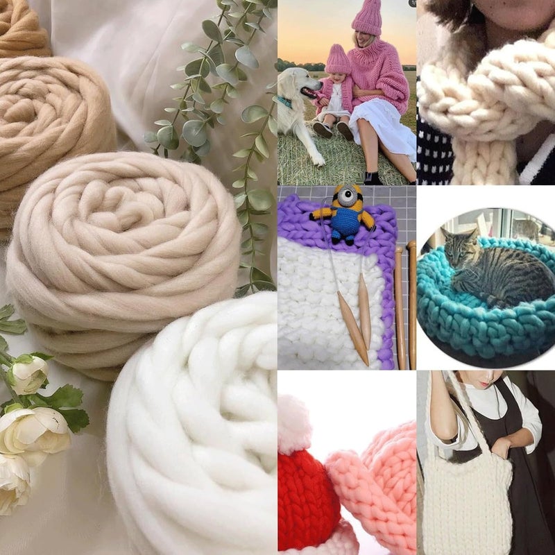 Knitting Wool Yarn Fancy Yarns Extra Thick Chenille Blanket Soft Fluffy Weaving Iceland Coarse for Arm Big Chunky for Pet Bed(34@,5 roll(1250g)) - Image 2