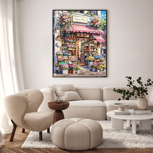 GEEHEIY Paint by Numbers Kit for Adults - Street Paint by Numbers for Adults Beginner, Flower Shop Adult Paint by Number Kits on Canvas, Perfect for Home Decor Gift 16x20 Inch - Image 2