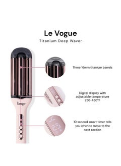 L'ANGE HAIR L'ANGE Hair Le Vogue Titanium Deep Waver Blush | | Titanium 3 Barrel Waving Tool | 10-Second Smart Timer for Easy Styling | Adjustable Temperature: 250-450°F  - Image 2
