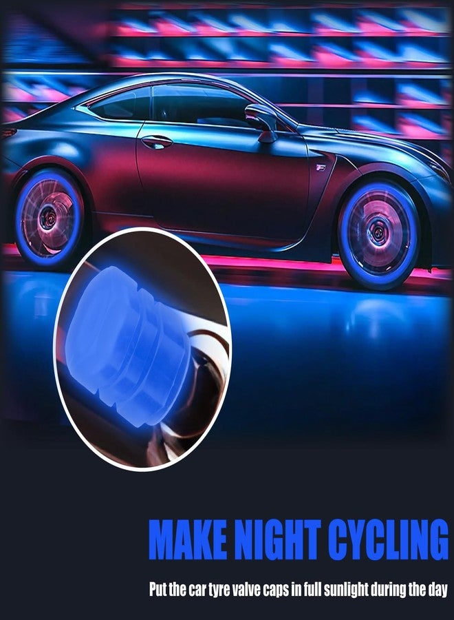 MEAJOO 8PCS Fluorescent Tire Valve Stem Caps, Luminous Car Tire Air Cap, Corrosion Resistant Leak-Proof Wheel Valve Cover, Universal for Cars, Trucks, Bikes, Motorcycles, Bicycles(Pink&Blue) - Image 4