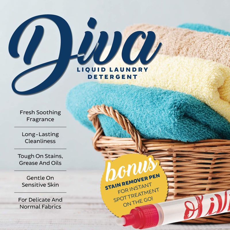 Kinara Tyler DIVA Glamorous Wash Laundry Detergent- 1/2 Gallon - With Olivi Stain Remover Pen - Fresh Scented Sachet - Laundry Detergent - For Washing Clothes, Linen, Lingerie, Expensive Fabric, Sheets - Image 2