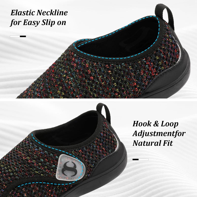 Scurtain Women's Walking Shoes Wide Diabetic Orthopedic Shoes Hospital Recovery Nursing Sneakers Comfortable Bunion Black Closed Toe Shoes for Women Size 6.5 - Image 3