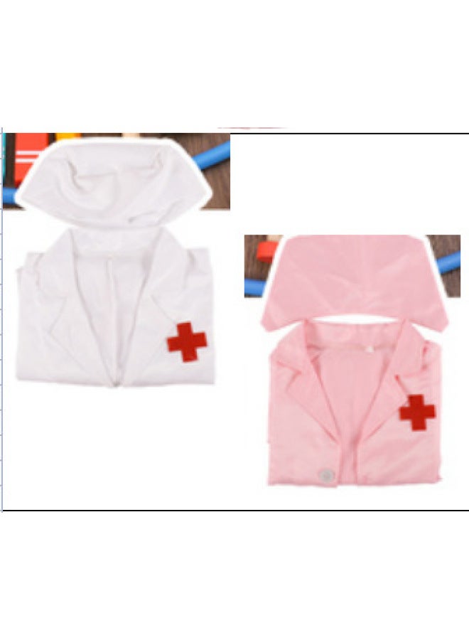 Wooden Role Play Doctor Toy Set For Girls Pretend Play Medical Kit Nurse Baby Role Playing Game Eco Friendly Montessori Toys-Specifications:Children's Doctor Nurse Clothing (pink) - Image 1