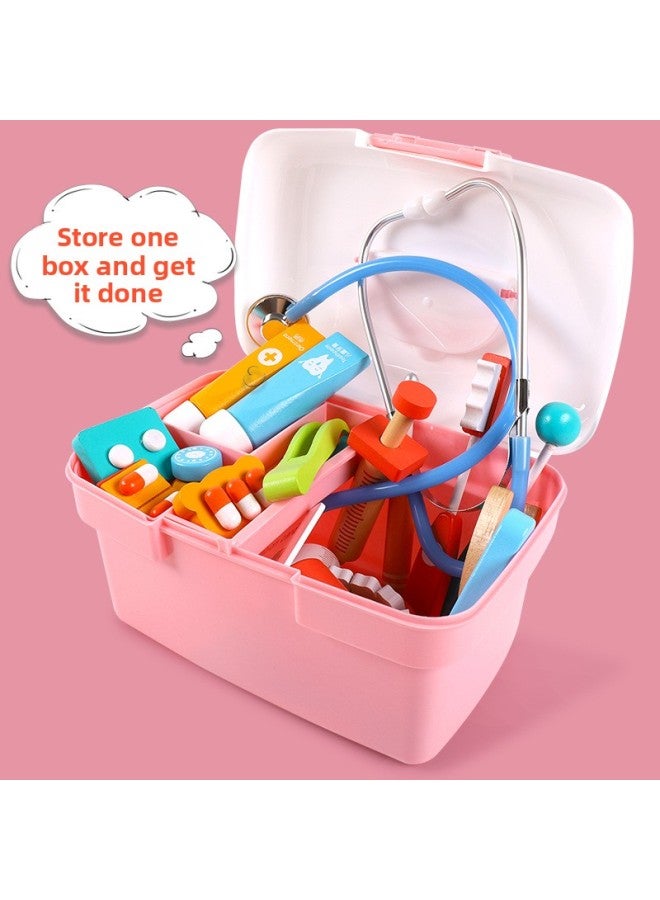 Wooden Role Play Doctor Toy Set For Girls Pretend Play Medical Kit Nurse Baby Role Playing Game Eco Friendly Montessori Toys-Specifications:Children's Doctor Nurse Clothing (pink) - Image 4