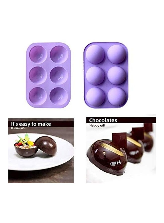 NIBEMINENT 2 Pack Hot Chocolate Bomb Molds Semi Sphere 6 Holes Silicone Mold for Baking Cake DIY, Candy, Pudding multicolour - Image 3