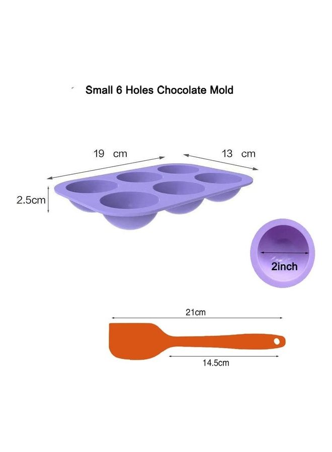 NIBEMINENT 2 Pack Hot Chocolate Bomb Molds Semi Sphere 6 Holes Silicone Mold for Baking Cake DIY, Candy, Pudding multicolour - Image 2