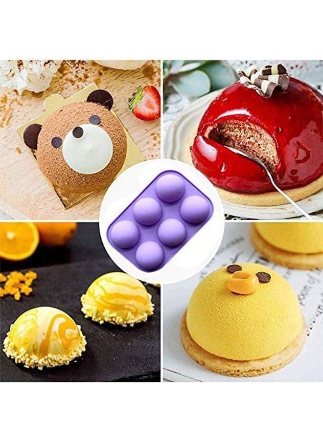 NIBEMINENT 2 Pack Hot Chocolate Bomb Molds Semi Sphere 6 Holes Silicone Mold for Baking Cake DIY, Candy, Pudding multicolour - Image 4