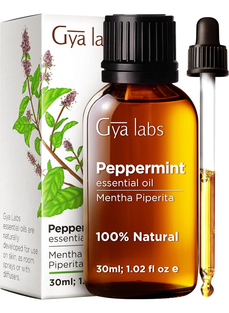 gya labs Gya Labs Peppermint Oil for Diffuser & Aromatherapy - 100% Pure Natural Peppermint Mint Essential Oils for Skin, Hair, DIY, Self-Care, Candle Making - Cooling, Minty Scent (1.02 Fl Oz) 