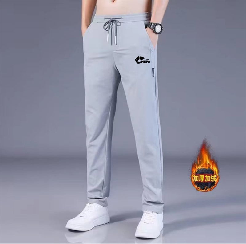 Slim Fit Pants Men'S 2023 New Fleece-Lined Thickened Casual Pants Boys Warm Nine-Point Straight Pants - Image 3