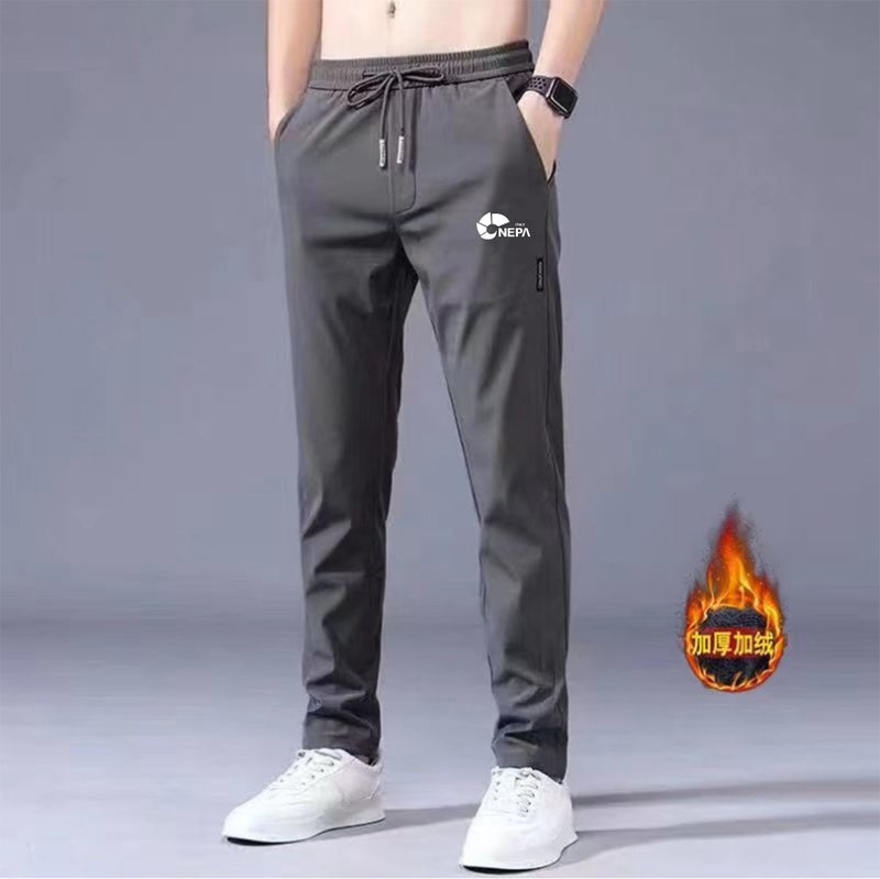 Slim Fit Pants Men'S 2023 New Fleece-Lined Thickened Casual Pants Boys Warm Nine-Point Straight Pants - Image 2