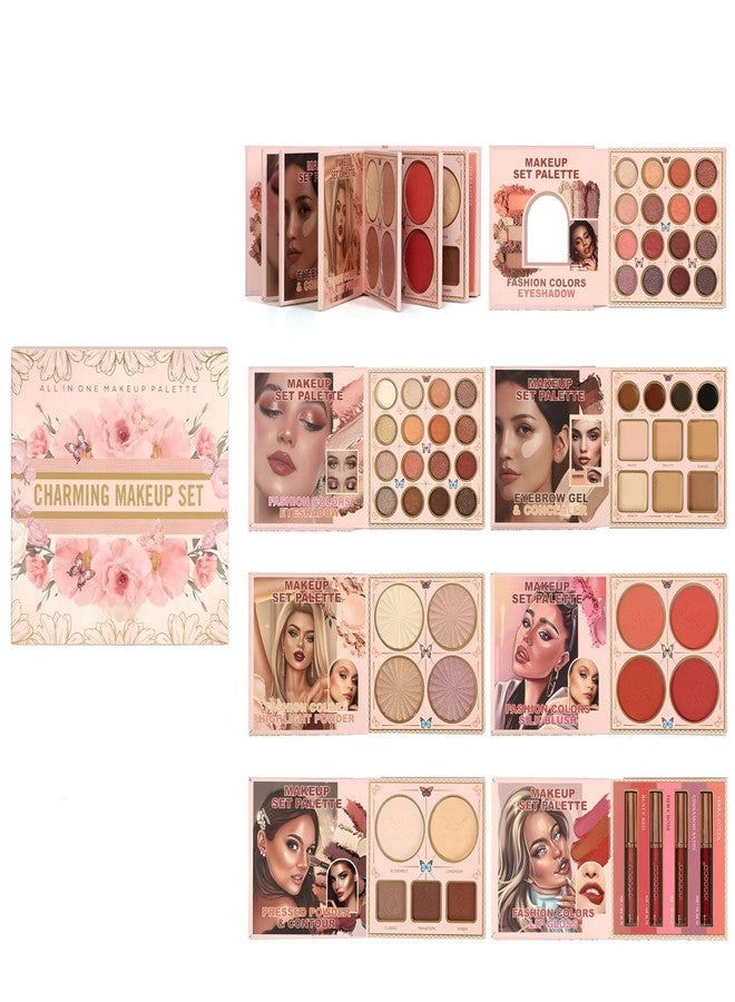 All in One Makeup Palette Book Style Kit for Women | Full Face Professional Makeup Kit with Nude Matte & Shimmer Eyeshadow, Concealer, Blush, Highlighter, Contour, Pressed Powder & Liquid Matte Lipsticks - Image 1