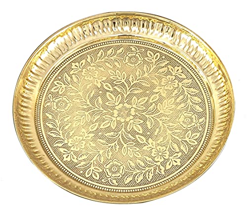BENGALEN Brass Pooja Thali 6 Inch Traditional Handcrafted Puja Plate for Temple Worship Decorative Plate for Home Office Wedding Return Gift items - Image 4