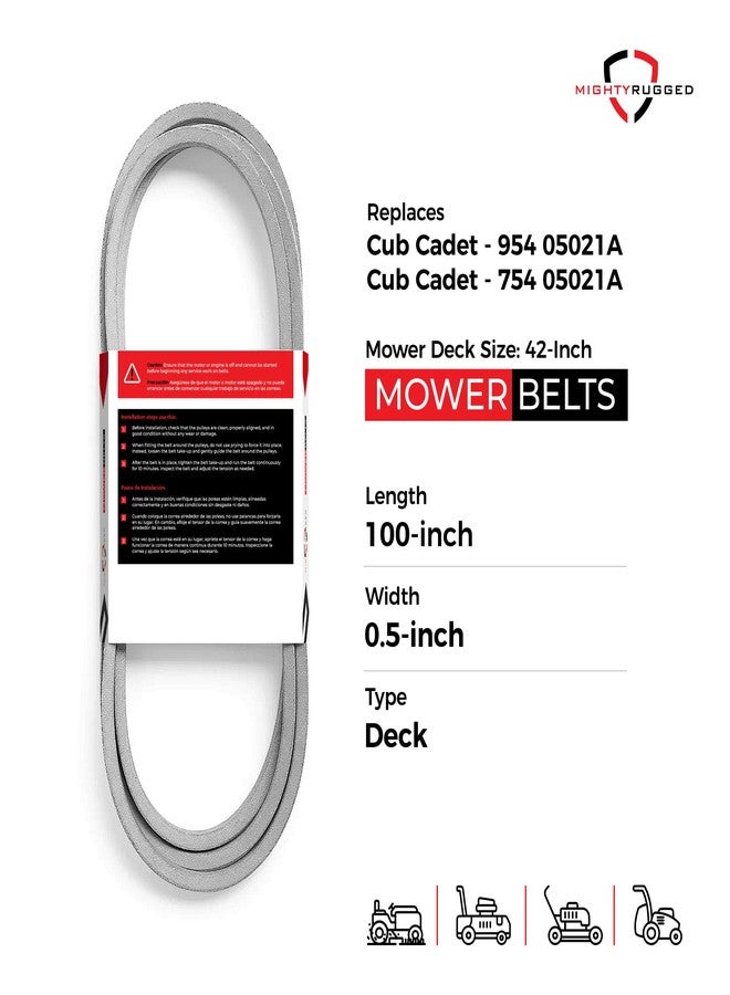 MightyRugged 954-05021 MTD/Cub Cadet Lawn Mower Deck Belt Replacement - Belt Length 100" Heavy-Duty, Durable, Aramid Cord 42" Mower Deck Belt for MTD/Cub Cadet/Troy 954-05021A, 754-05021, 754-05021A - Image 2