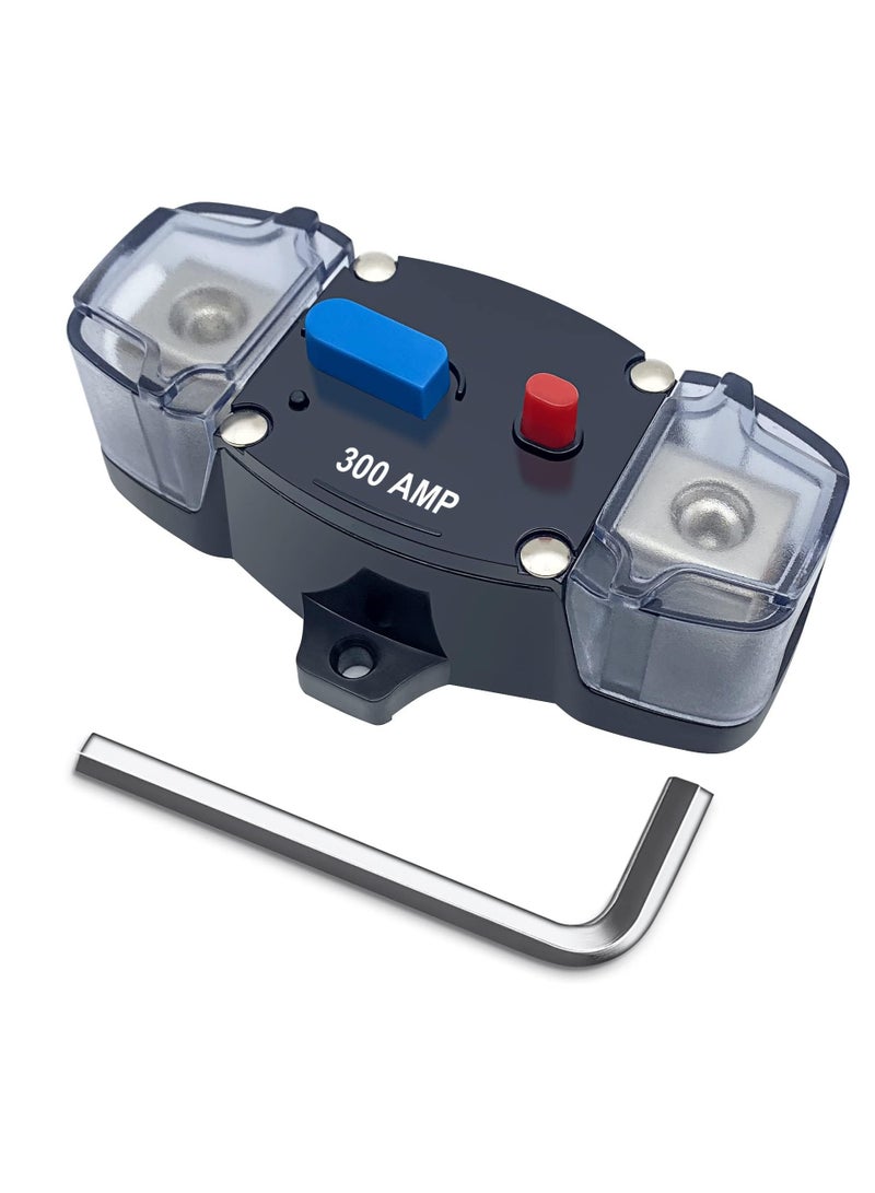 300A Circuit Breaker with Manual Reset Button, 12-48 Volt DC Self Recovery Inline Fuse Inverter for Automotive, RV, Marine, Boat - Image 1