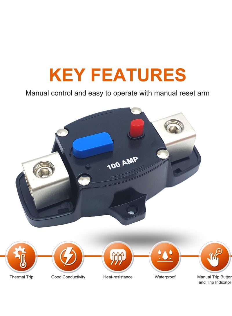 300A Circuit Breaker with Manual Reset Button, 12-48 Volt DC Self Recovery Inline Fuse Inverter for Automotive, RV, Marine, Boat - Image 4