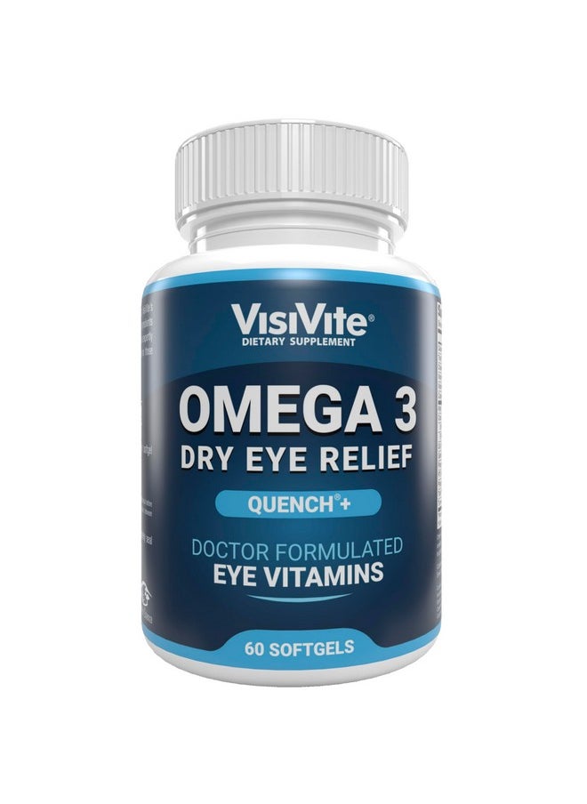 VisiVite - Omega 3 Dry Eye Supplements with EPA and DHA - VisiVite Dry Eye Relief Quench+ Eye Vitamins for dry eyes with Omega 3 Supplement - Dry Eye vitamins Made with Omega 3 Fish Oil - 60 Softgels. - Image 1