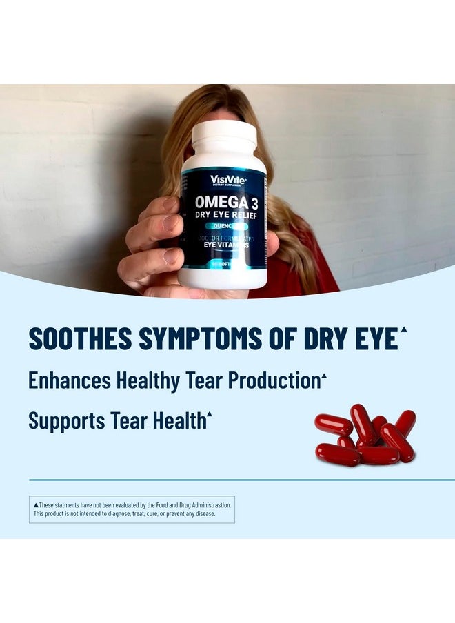 VisiVite - Omega 3 Dry Eye Supplements with EPA and DHA - VisiVite Dry Eye Relief Quench+ Eye Vitamins for dry eyes with Omega 3 Supplement - Dry Eye vitamins Made with Omega 3 Fish Oil - 60 Softgels. - Image 1