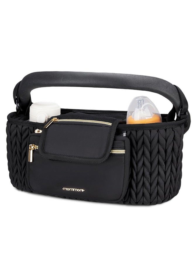 Mommore Stroller Organizer With Insulated Cup Holders, Adjustable Caddy Detachable Phone Bag, Accessories Fits For Uppababy, Doona, Jogger, Britax (Black) - Image 1
