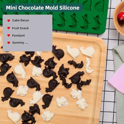Amyandone Mini Animal Silicone Mold - 70 Cavities Chocolate Candy Molds with Frogs, Lizards, Snails Shape for Making Gummy/Cake Decor/Fondant/Biscuits/Fruit Snack/Sugar Craft for Kids(with a Scraper) - Image 4