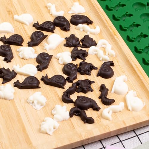 Amyandone Mini Animal Silicone Mold - 70 Cavities Chocolate Candy Molds with Frogs, Lizards, Snails Shape for Making Gummy/Cake Decor/Fondant/Biscuits/Fruit Snack/Sugar Craft for Kids(with a Scraper) - Image 5
