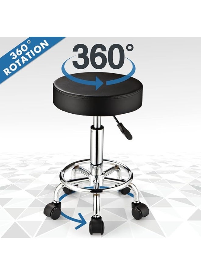 Adjustable Rolling Stool with Wheels – Comfortable Round Swivel Chair for Salon, Office & Massage Use - Image 4