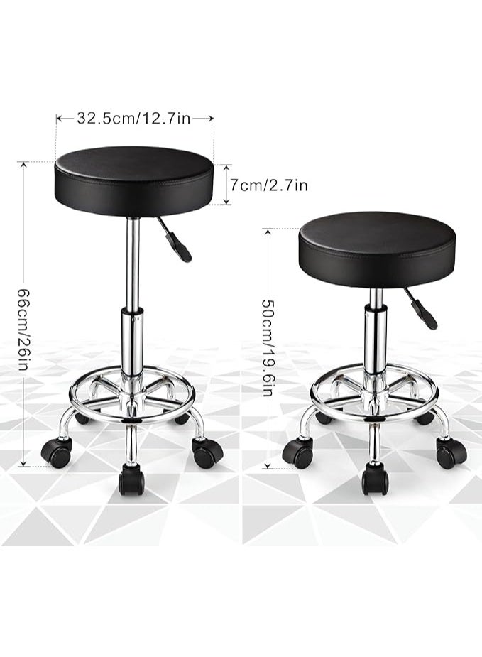 Adjustable Rolling Stool with Wheels – Comfortable Round Swivel Chair for Salon, Office & Massage Use - Image 5