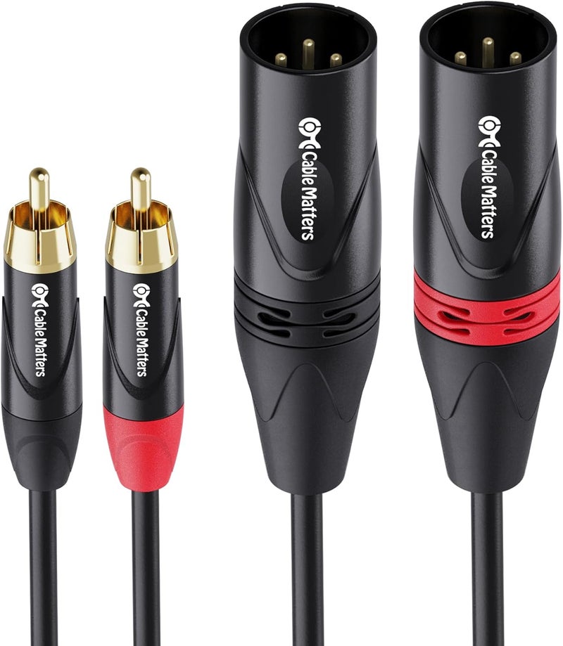 CableMatters Dual RCA to XLR Unbalanced Interconnect Cable - 10ft, XLR to RCA Cable, Male to Male - Image 1