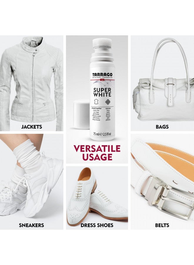 Tarrago Super White- Shoe Whitener Instant Cleaner for Sneakers with Applicator Tip for Leather Renew 75mL - Image 4