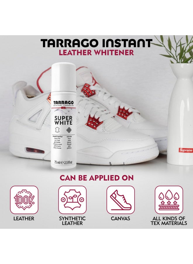 Tarrago Super White- Shoe Whitener Instant Cleaner for Sneakers with Applicator Tip for Leather Renew 75mL - Image 2