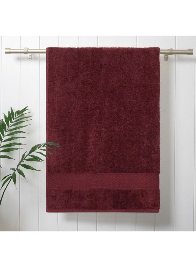 Trident 100% Cotton Towels for Bath | Towels for Bath Large Size | Trident Bath Towel - Soft & Absorbent | 450 GSM | 1 Piece Bath Towel for Men/Women | Urban Comfort | 70 cms x 140 cms - Wine Red - Image 2
