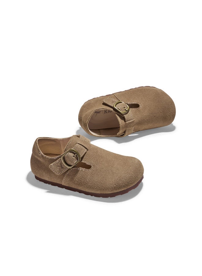 Red Dragonfly Children's Spring And Summer Shoes, Boys And Girls Flats, Soft-soled Birkenstock-style Shoes, Small Leather Shoes Q51bppf406 Khaki Color Size 36 - Image 2