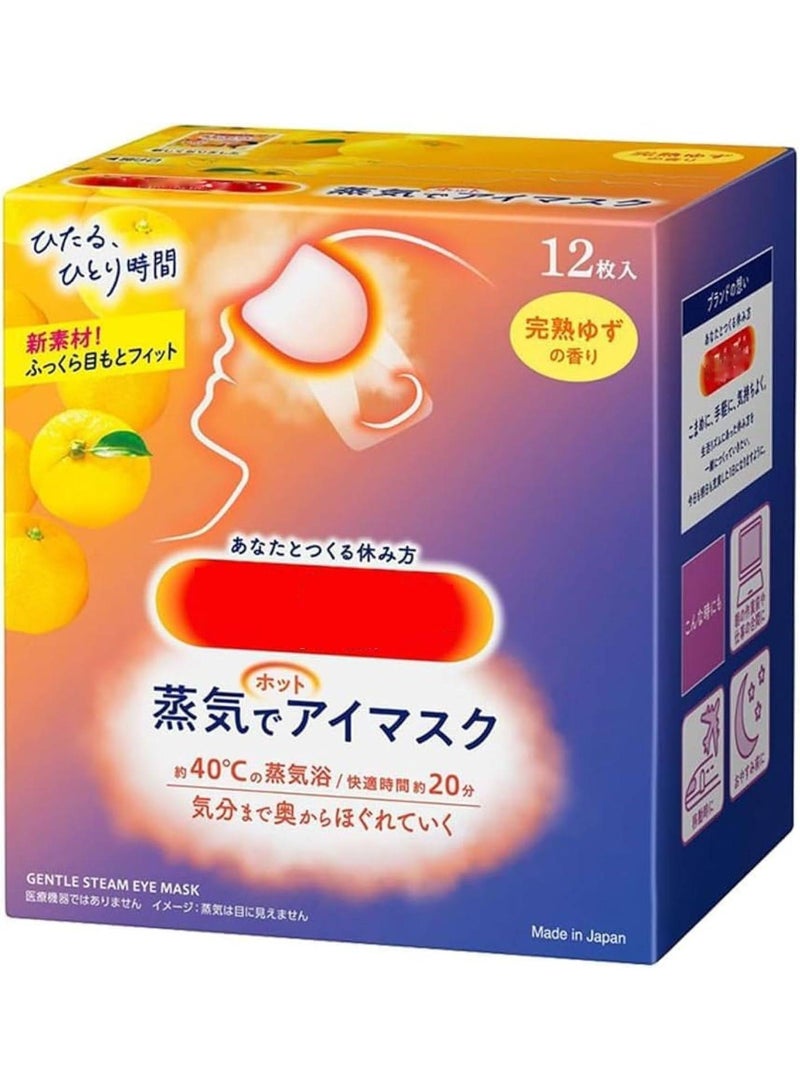 Steam Eye Masks for Dry Eyes, Health Care Steam Warm Eye Mask, SPA Warm Eye Mask, Relief Eye Fatigue Hot Sleep Eye Mask for Puffy Eyes Mask, Made in Japan, Grapefruit 12 Sheets - Image 1