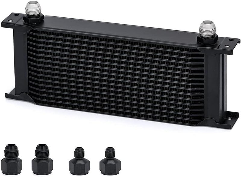 PQY 16 Row AN10-10AN Stacked Plate Oil Cooler with 6AN 8AN Adapter - Universal Engine Transmission Aluminium Alloy - Image 1
