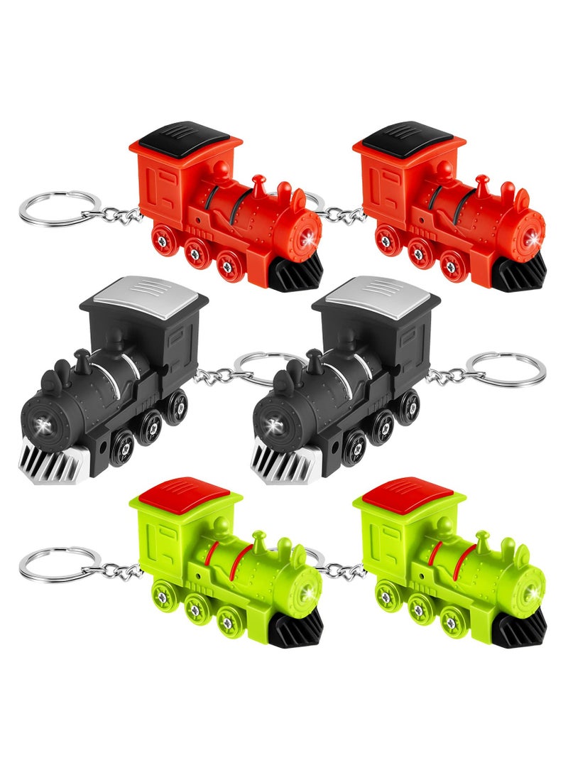 SYOSI, 9 Pcs Trains Keychains with Lights and Sounds, Birthday Party Gift Pendant for Kids Backpack, Train Keychains Toy for Boy Girl School Classroom Bag - Image 1