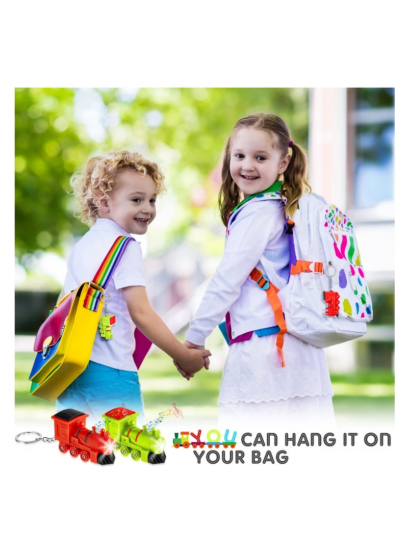 SYOSI, 9 Pcs Trains Keychains with Lights and Sounds, Birthday Party Gift Pendant for Kids Backpack, Train Keychains Toy for Boy Girl School Classroom Bag - Image 5