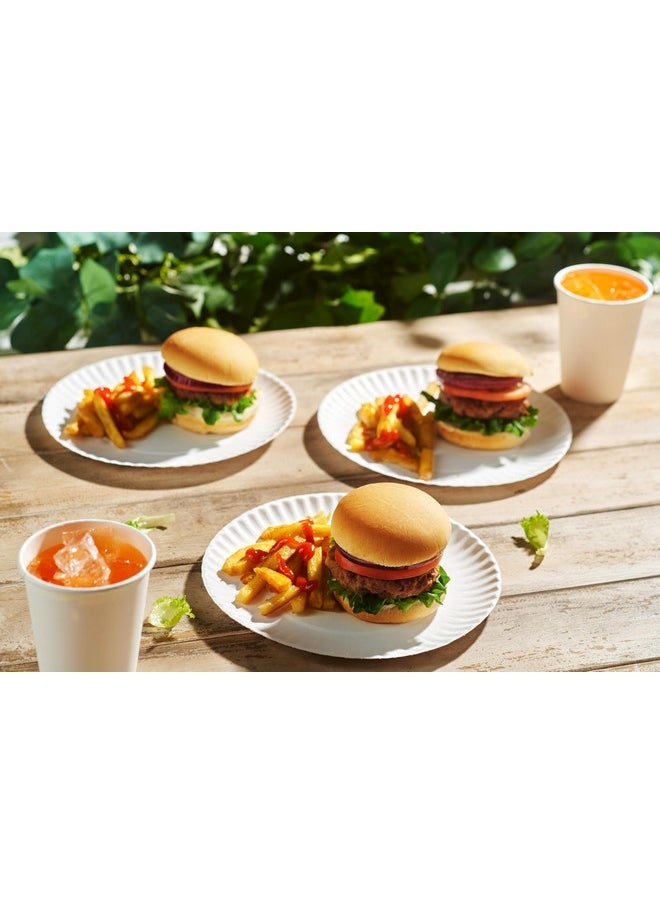 Munfix Munfix 500 Pack Uncoated Paper Plates 9 Inch, Everyday Disposable Plates, White Dinner Plates for BBQ Party, Picnics, Travel and Events, Microwavable Recyclable  - Image 4