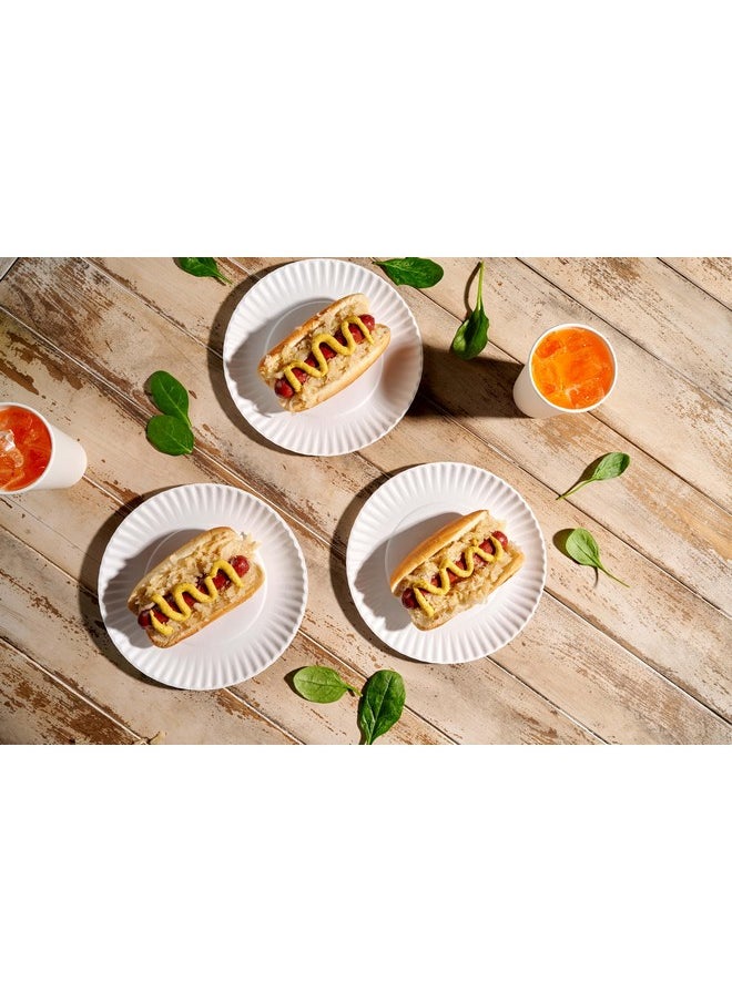 Munfix Munfix 500 Pack Uncoated Paper Plates 9 Inch, Everyday Disposable Plates, White Dinner Plates for BBQ Party, Picnics, Travel and Events, Microwavable Recyclable  - Image 5