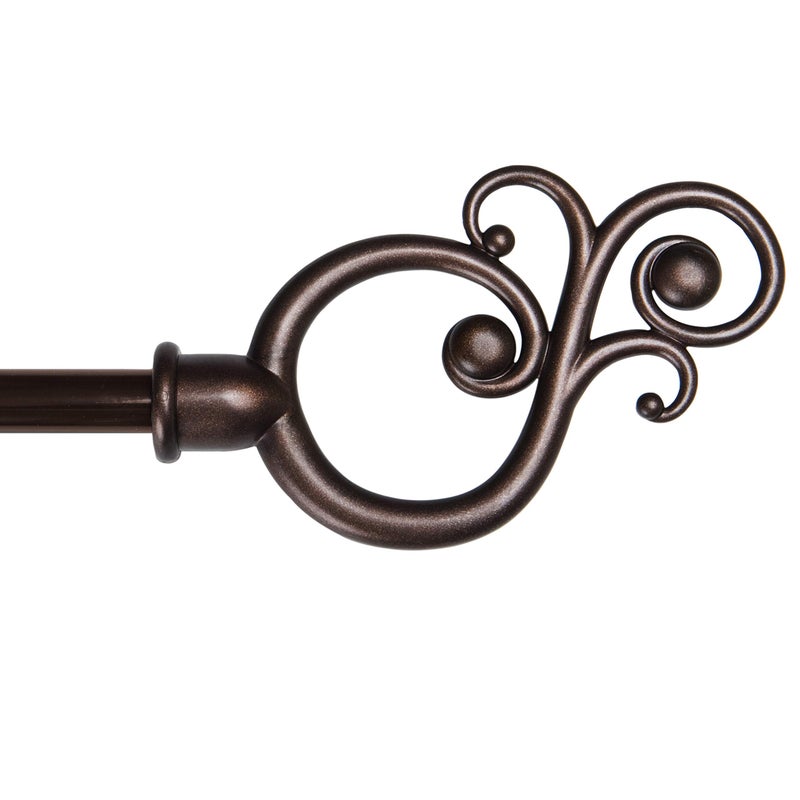 Kenney KN65260 Valencia Large Plastic Scroll End Standard Decorative Window Curtain Rod 2848 Adjustable Length Chocolate Finish 58 Diameter Steel Tube