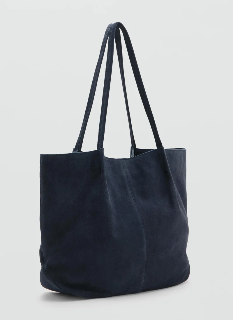 مانجو Suede Leather Shopper Bag