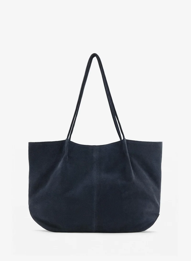Suede Leather Shopper Bag