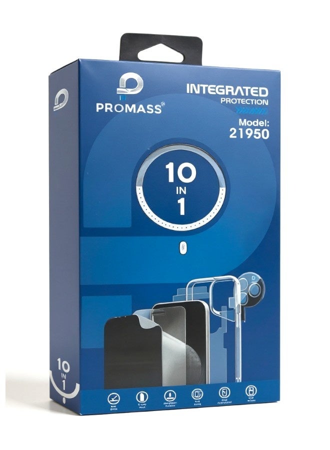 PROMASS Full protection package for iPhone 13, with a privacy screen protector and a case that supports wireless charging (MagSafe). Complete protection for your device against scratches and drops. The new and original package - Image 1